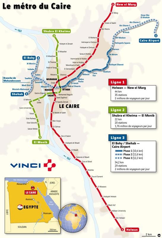 Metro xəritəsi Qahirənin
